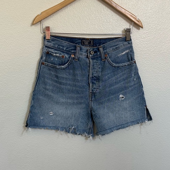 Abercrombie & Fitch Pants - Abercrombie & Fitch Light Blue Distressed Jean Shorts